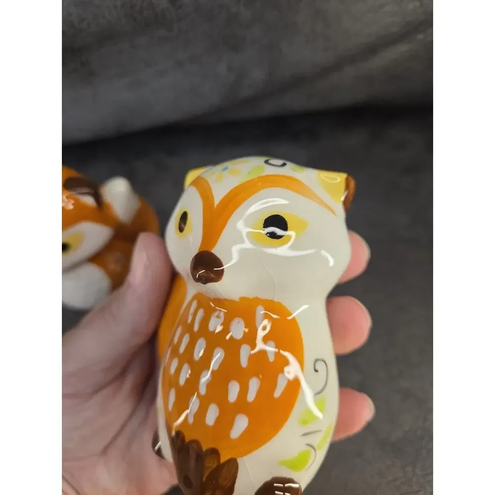Vintage Salt Pepper Shakers Lot Boston Warehouse Fox Ceramic Oranges Stainless 3